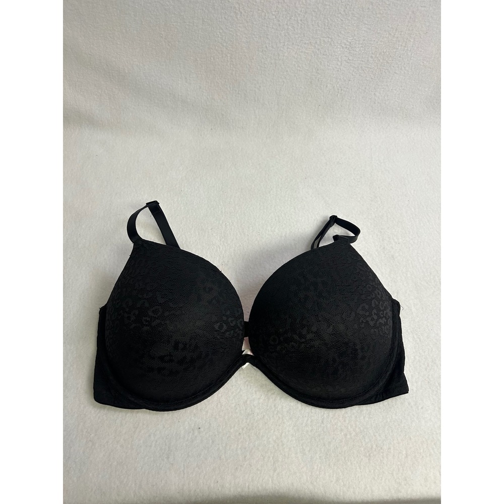 Leopard Lace PINK Victoria's Secret Womens 38DD Black Super Push Up Bra